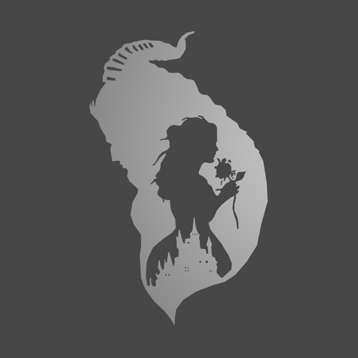 Beauty and the Beast silhouette 3D model