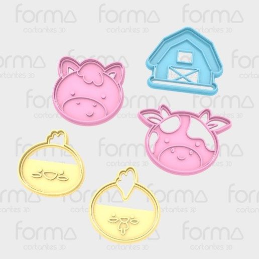 Download STL file farm animals barn Cookie cutter • Model to 3D print ...
