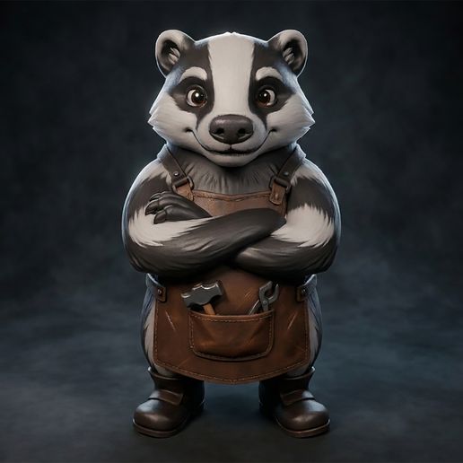 Cartoon Badger Blacksmith Stylized Animal Craftsman 3D Model