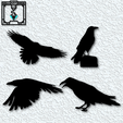 project_20230919_1345352-01.png Crow wall art Pack Raven Wall decor bundle of 4 Halloween decorations