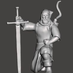 Ranger_Front.jpg Free 3D file Kneeling Ranger with Two-Handed Sword・3D printing design to download
