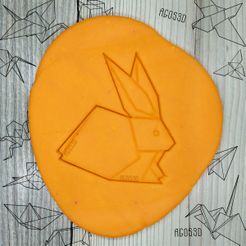 10.jpg Fichier STL lapin - origami COUPE-CUISSON - COUPE-GALETTES OU FONDANT DE lapin en papier - 8cm・Design imprimable en 3D à télécharger