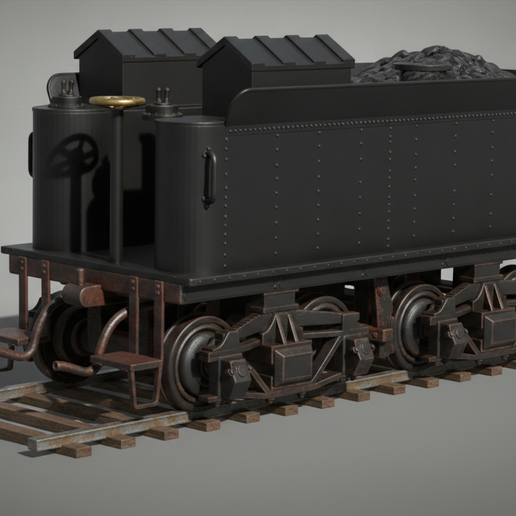 Steam Locomotive Tender – Riveted Coal & Water Car STL 3D Print Model