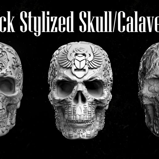 Pack Stylized Sugar Skull Calavera 3D model