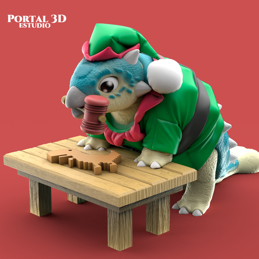 assistant to Santa T-rex/Ankylosaurus CHRISTMAS - 3D model önizlemesi