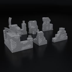 damaged-walls-terrain-001.jpg Archivo STL ruina dañada paredes de ladrillo juego de 6・Diseño de impresión en 3D para descargar