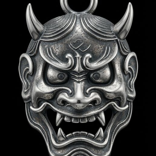 パーツ ONIRII ONE 3D 155mm 📿 Japanese Oni Mask Pendant Mythological Demon Jewelry 3D Print