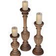 3ddd3.jpg Wooden decorative Aged patinated Candle Holders candlesticks 3D model