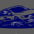 Drifting_Car_02_Wall_Silhouette_Wireframe_01.png Mitsubishi Lancer Evolution Drifting Silhouette Wall // Design 02