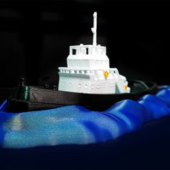 Tugboat-3D.jpg STL-Datei Tugboat with Wake kostenlos・3D-druckbare Vorlage zum herunterladen