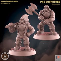 230524-25-Dwarf_Warrior1.jpg Файл 3D Гном Воин низкого уровня Две модели・Модель 3D-принтера для загрузки