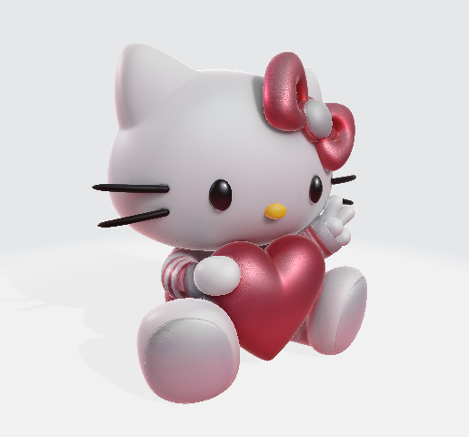 👋 Hello Kitty Sitting with Heart in Hand・ STL File for 3D printing・Cults