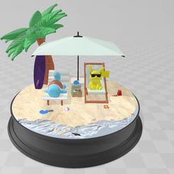 2.jpg Archivo STL POKEMON - DIORAMA DE PLAYA・Modelo de impresora 3D para descargar