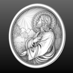 1.jpeg Medallón Mirada Serena de Jesucristo 3D