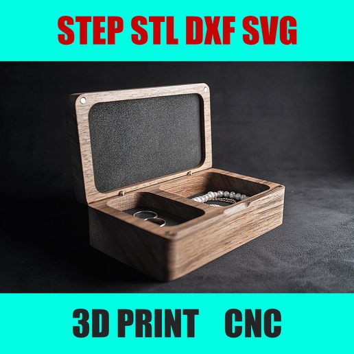 1-Відновлено.jpg Jewelry Box with Lid | STL File for 3D Printing | Two-Compartment Jewelry Organizer | Wooden Box Design for CNC