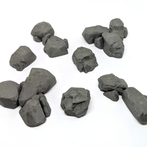 Robagon_Boulders_Flat2.jpg Boulders for Gloomhaven - Flat Top (1, 2, & 3 Hex)