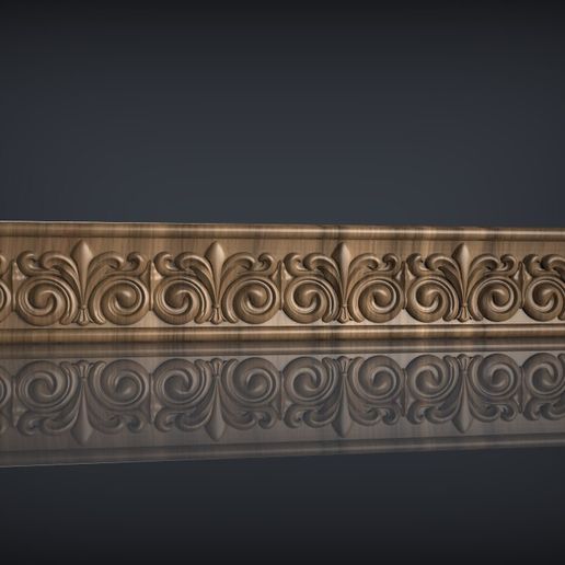 Classic Fleur-de-lis & Volute Scroll Crown Molding Profile / Architectural Frieze STL for CNC & 3D Print