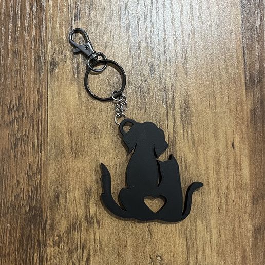 silhouette dog and cat keychain