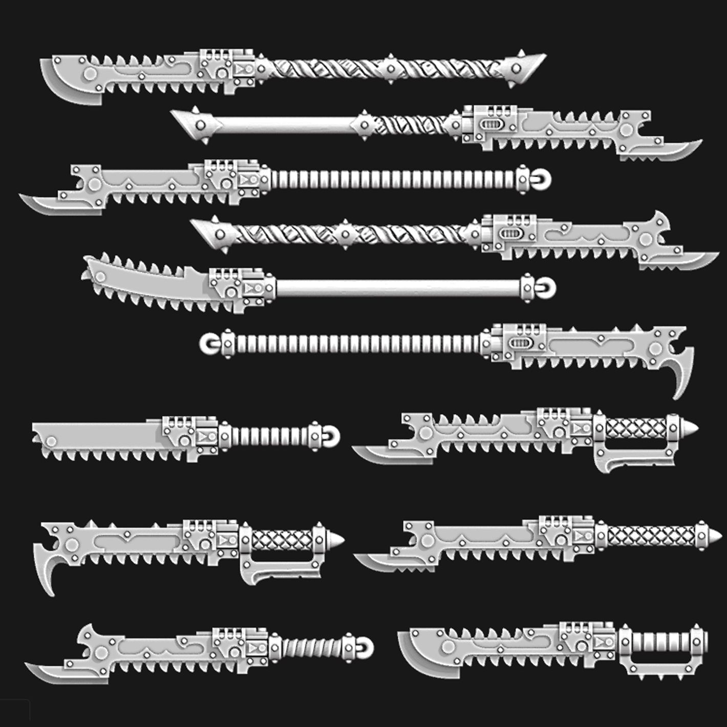 Mix.jpg Archivo 3D Cuchillos y espadas dentadas・Objeto de impresión 3D para descargar, Red-warden-miniatures