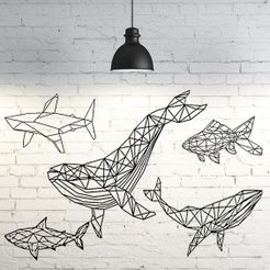 fondo.jpg Archivo STL Pack animales marinos 2D esculturas de pared・Modelo de impresión 3D para descargar