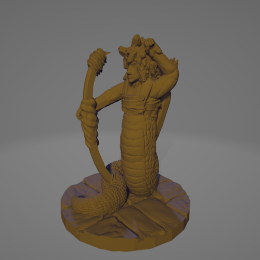 Gorgon Archer Pull.png STL file Support-Free Gorgon Archer Pulling Bow・3D printer design to download, Ellie_Valkyrie