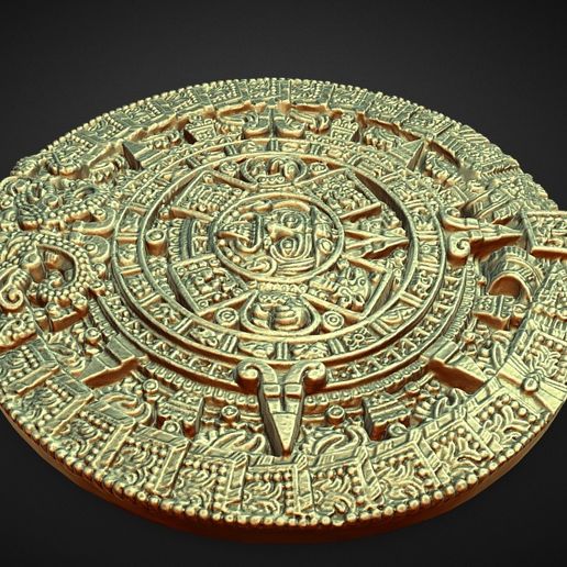 🪞 ancient mayan aztec calender・ OBJ File for 3D printing・Cults