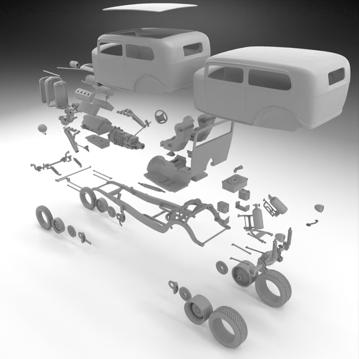 1932-Ford-Sedan-Parts-02.png 1932 Ford Limousine 3D-Druck Bausatz