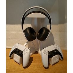 IMG_20220910_142351.jpg STL file PS5 Dual controller and headset stand・3D printer design to download