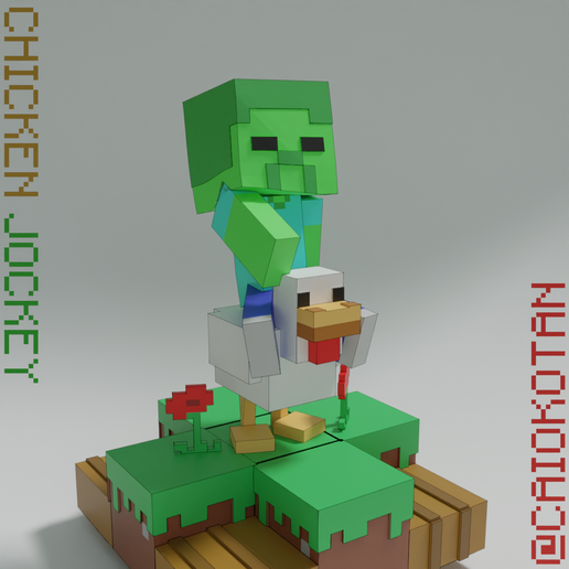 🐔 CHICKEN JOCKEY - MINECRAFT・Archivo STL para Impresión 3D・Cults
