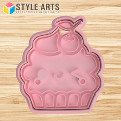 CAKE2.png Cupcake muffin Kawaii cookie cutter stamp - D2