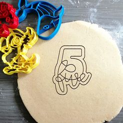 five.jpg STL file Five Cookie Cutter + outline・Template to download and 3D print