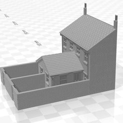 Terrace LRR 1f-W-02.jpg Archivo 3D Casa con terraza trasera de bajo relieve con una sola planta de extensión y paredes.・Diseño de impresión en 3D para descargar