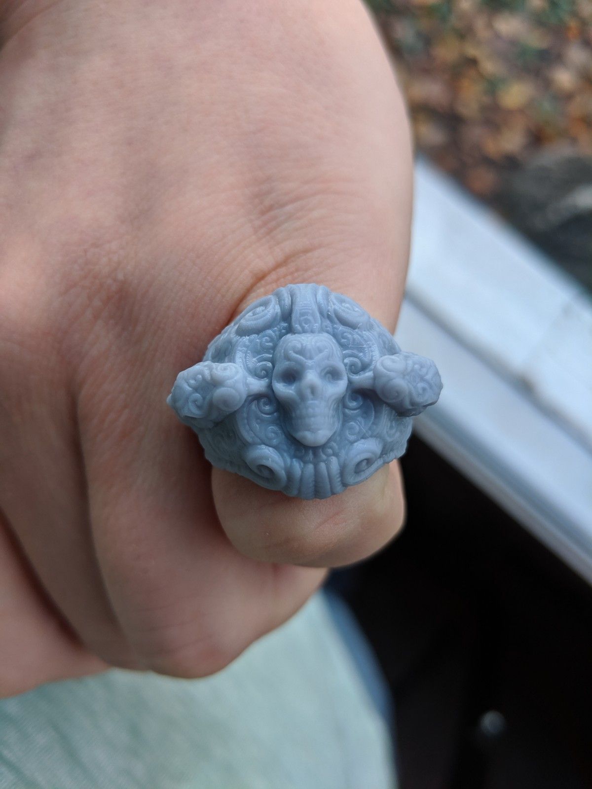 3d printable skull ring1 or python anaconda serpent... Download STL file skull and snake ring • 3D print model ・ Cults