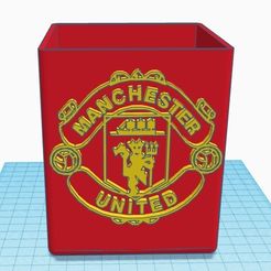 Pot-ManUn-1.jpg Fichier STL Pot à Stylos MANCHESTER UNITED// Pens Jar MANCHESTER UNITED・Plan à imprimer en 3D à télécharger