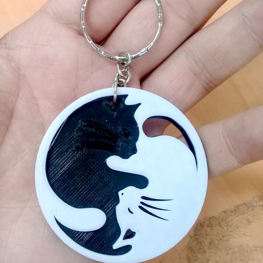 ☯️ YIN YANG CAT KEYCHAIN・ STL File for ・Cults