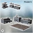 1-PREM.jpg Set of three brick urban buildings with 24-7 shop, rooftop tank, and central lamppost sidewalk (8) - Modern WW2 WW1 World War Diaroma Wargaming RPG Mini Hobby