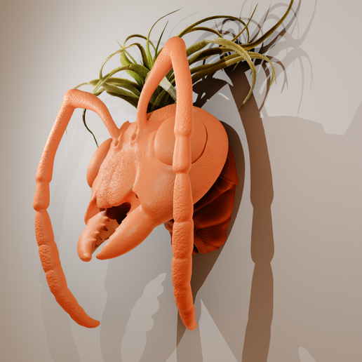 ant head wall mount planter pot flower vase stl - 3D model önizlemesi