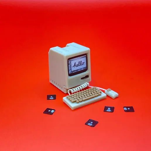 🖥️ Miniature Retro Computer 3D STL – 1:12 Scale Vintage Desktop