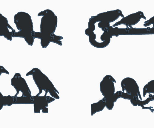 4-cuervos.png porta llaves de cuervos,crow key holder