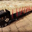 3AchsSattelRungenaufliegerSchwarz2.jpg 1:18 3-axle stanchion semi-trailer with plateau timber transport HEY200 truck trailer