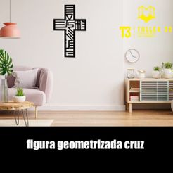 cruz-geometria.jpg Archivo STL cuadro geometria de cruz decoracion・Diseño de impresión en 3D para descargar
