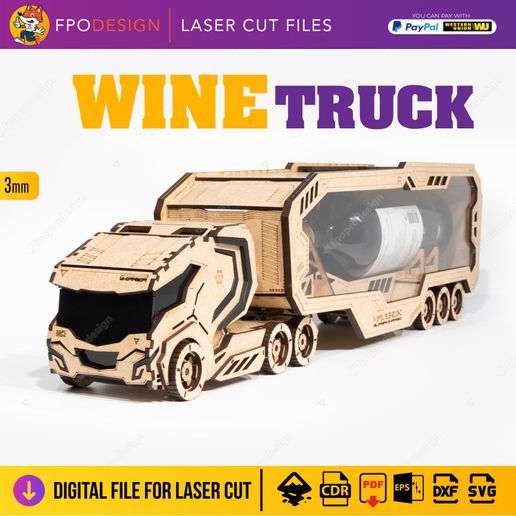 portada-maverick3.jpg Trailer con remolque madera caja para vino planos para corte láser, contiene guía de armado caja regalo guardar vino CDR png svg eps camión
