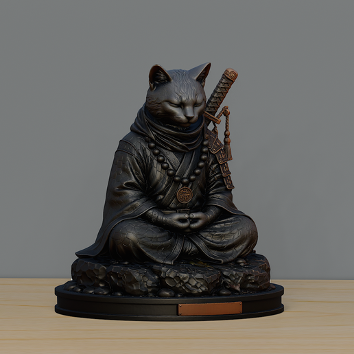 織田猫侍Black13park Oda Cat Samurai statue 🗡️ Zen Samurai Cat – Premium Meditation Warrior Statue STL・ STL