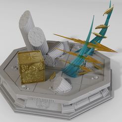 pedestal-render-2.jpg 3D-Datei Sockel für Schütze-Figur - saint seiya・3D-druckbares Design zum Herunterladen