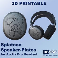 Folie1.jpg Fichier STL Plaques de haut-parleurs imprimables en 3D pour le casque Arctis Pro - Splatoon design・Plan pour impression 3D à télécharger, Nerd_Maker_Engineer