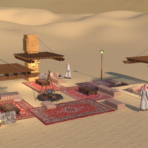 5.jpg Download OBJ file Campfire Pergolas and Carpets in Traditional Arabic Style • 3D printable object, waelmoussa