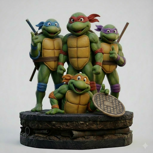 🥷 Teenage Mutant Ninja Turtles: 80s Diorama Cartoon・ STL File for 3D ...
