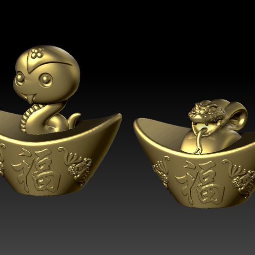 Chinese Zodiac Gold Ingot - Snake 1 3D model