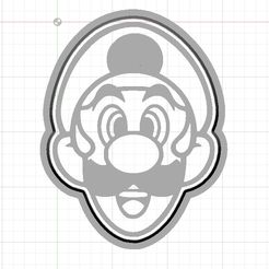 Luigi-cara-1.jpg STL file Mario Bros Luigi Cookie and Fondant Cutter with Embosser・3D print design to download