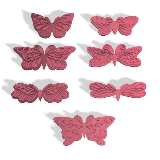 POLYMER CLAY CUTTERS DECORATIVE BUTTERFLIES X7 DESIGNS 3D model